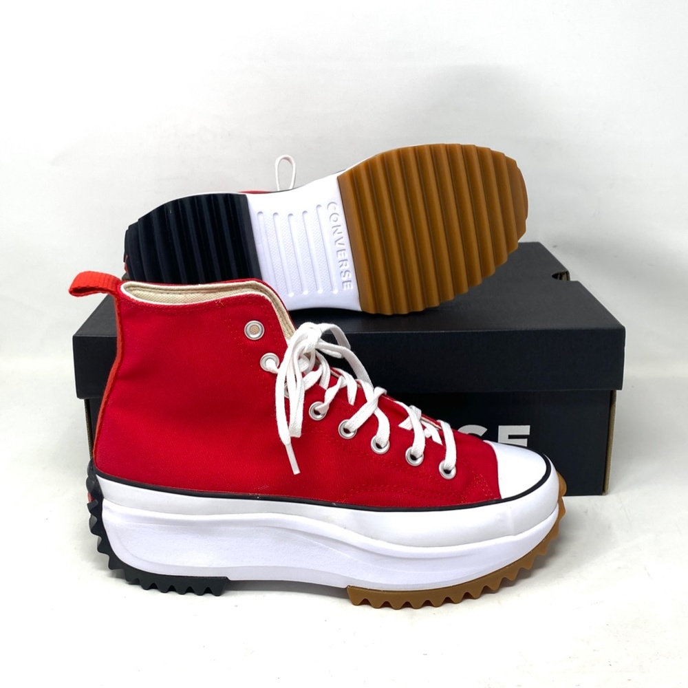 Converse Run Star Hike Shoes Platform Women Canvas Red High Top Sneakers A06157C - Picture 3 of 11